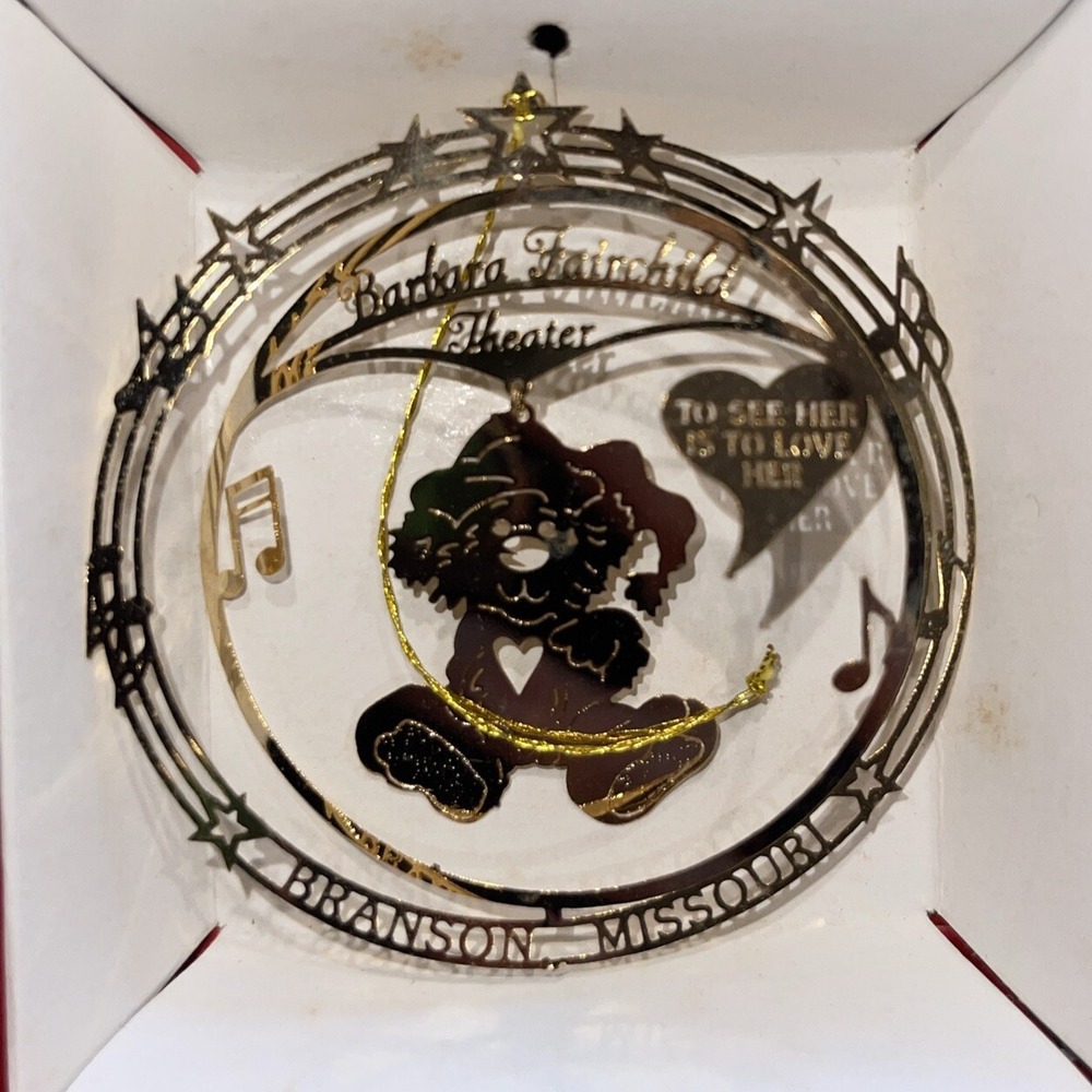 VTG Barbara Fairchild Theater ornament 24K Gold Finish Brass Branson Missouri